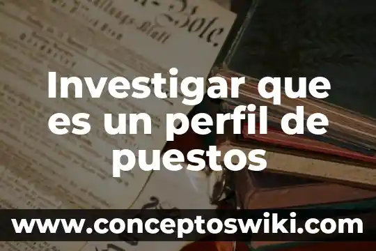 Investigar que es extraer 7 Investigar que es un perfil de puestos