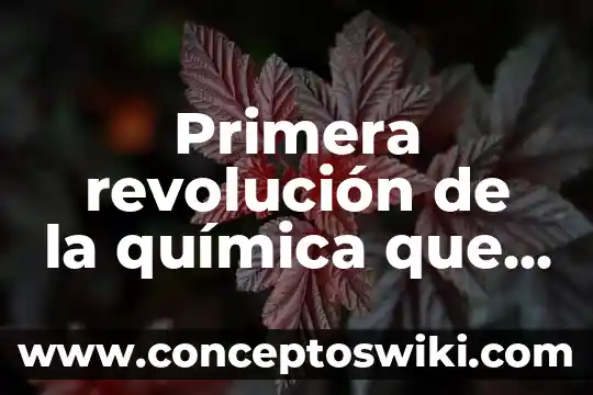 Describe que es una revolucion social 8 Primera revolución de la química que es