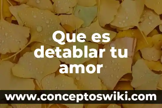 Que es clasificacion de capacitación con tu definicion 8 Que es detablar tu amor