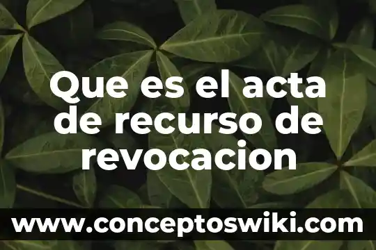 Que es revocacion en materia civil 3 Que es el acta de recurso de revocacion