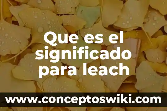 Significado que es el odido para niños 7 Que es el significado para leach