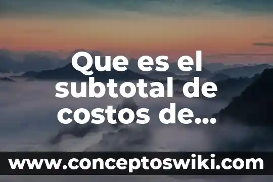Costos concurrentes que es 5 Que es el subtotal de costos de inversion