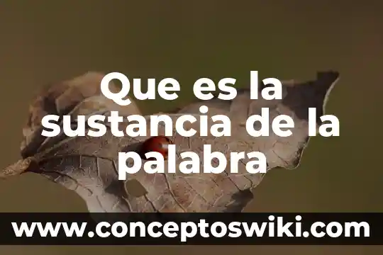 Que es un sustancia en quimica 6 Que es la sustancia de la palabra