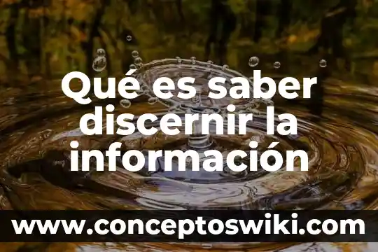 Debes caer para saber que es levantarse 6 Qué es saber discernir la información