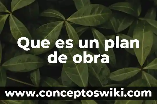 Destajo obra de drenaje que es 4 Que es un plan de obra